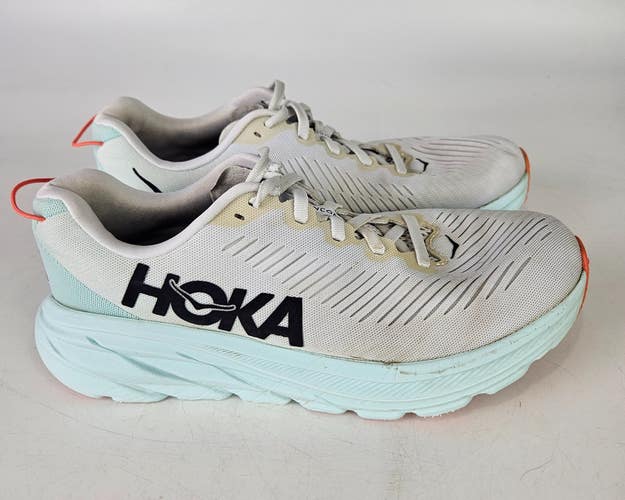 Hoka One One Rincon 3 Womens 7.5 B White Blue Glass Running Shoes 1119396 WBGL