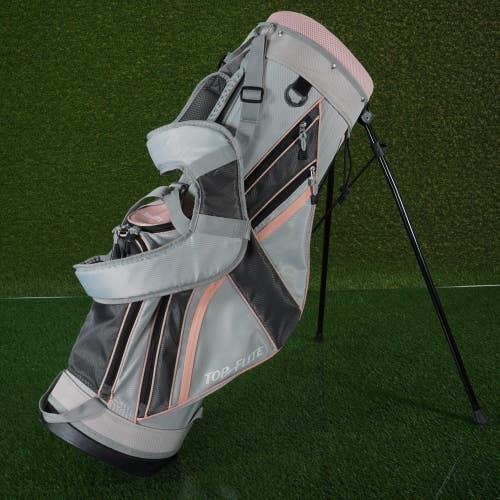 TOP FLITE WOMEN'S STAND BAG 4 WAY DIVIDERS LADIES GOLF BAG, GRAY / PINK ~ NICE!!
