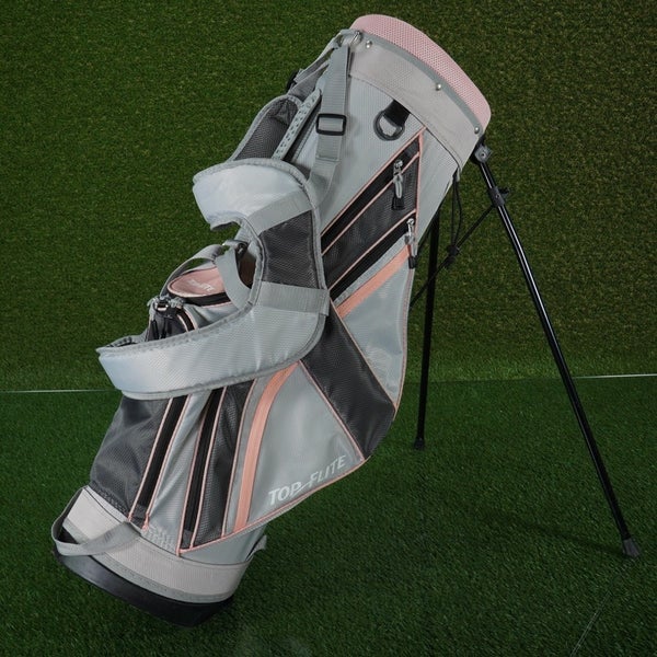 TOP FLITE WOMEN'S STAND BAG 4 WAY DIVIDERS LADIES GOLF BAG, GRAY / PINK ~ NICE!!
