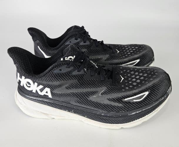 Hoka One One Clifton 8 Men's Size 10 EE Black White Running Sneaker 1127895-BWHT