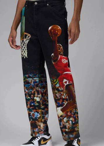 Nike Air Jordan Printed Twill Pants Black HF0045-010 Men's Size 32 NWT $200