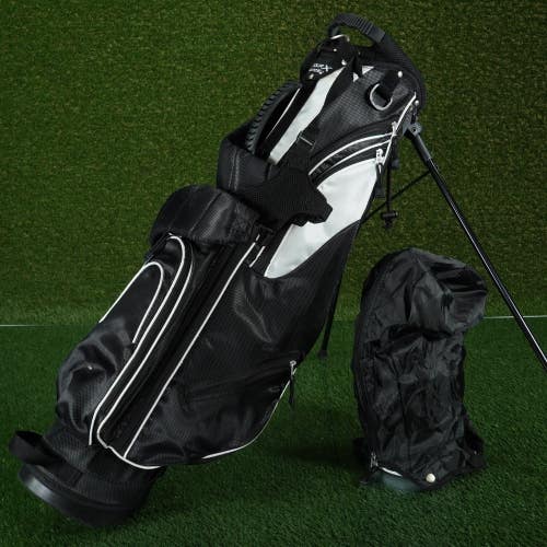 MERCHANTS OF GOLF TOUR X ULTRA-LITE 34 TALL KIDS JR. STAND BAG, BLACK / WHITE