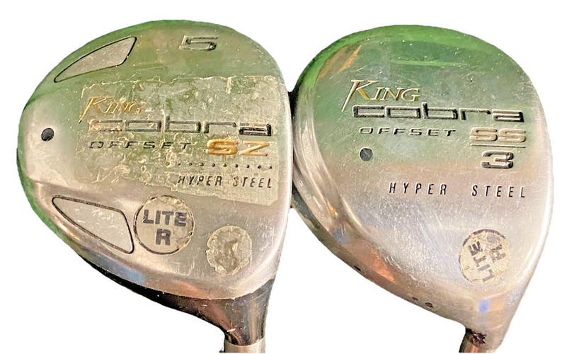 King Cobra Offset Fairway Wood Set 3w, 5w RH Lite Senior Graphite New Grips HC's