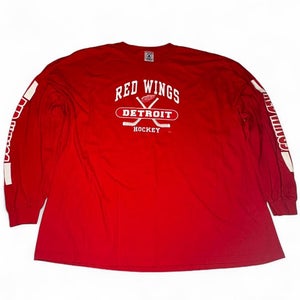 DETROIT RED WINGS SIZE 3XL RED LONG SLEEVE SHIRT VINTAGE DELTA PRO WEIGHT TAG NHL HOCKEY