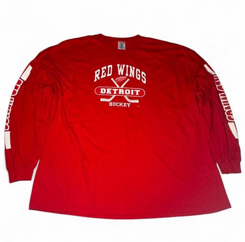 DETROIT RED WINGS SIZE 3XL RED LONG SLEEVE SHIRT VINTAGE DELTA PRO WEIGHT TAG NHL HOCKEY