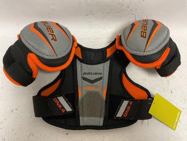 Used Bauer ONE.4 Youth Shoulder Pads Black And Orange SM 11855-S000188908