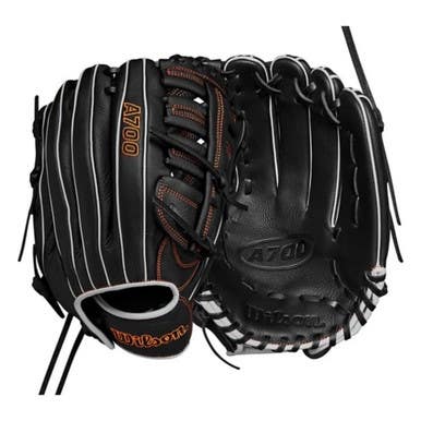 New A700 Blk/Sil/Org 12.5" LHT Baseball Glove 11855-HBX101431125