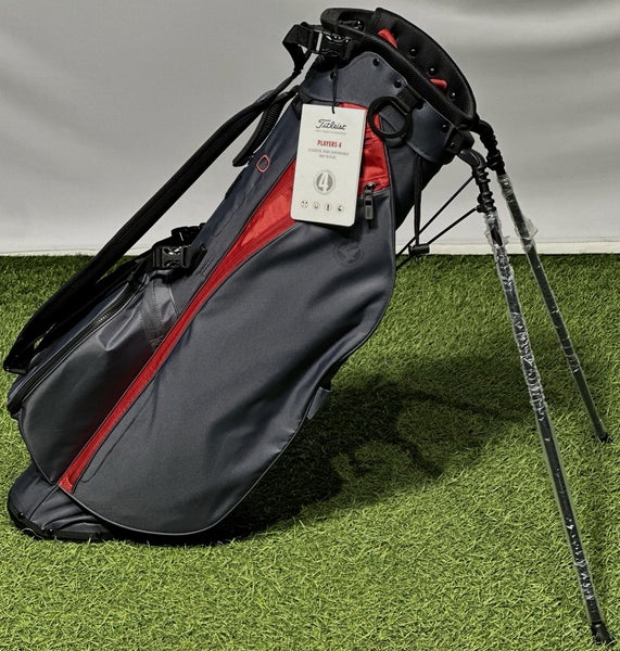 NEW Titleist Players 4 Single Strap Stand  Golf Bag Graphite/Dark Red - No Logo