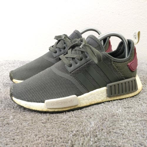 Adidas NMD R1 Womens Size 7 Running Shoes Olive Green Maroon BA7752 Low Top