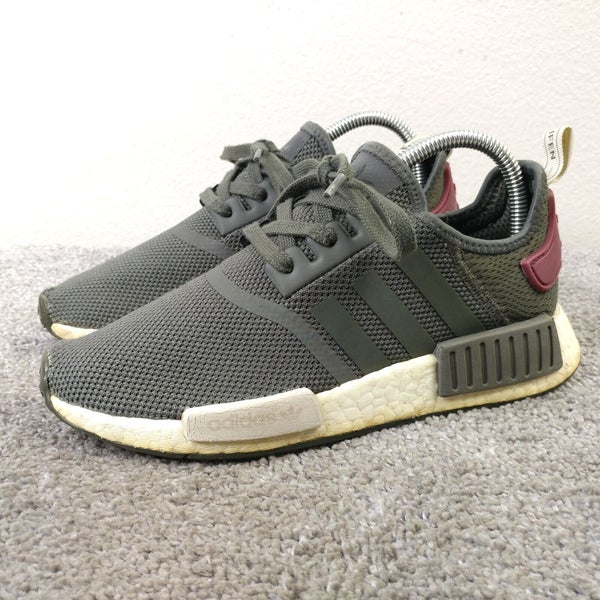 Adidas NMD R1 Womens Size 7 Running Shoes Olive Green Maroon BA7752 Low Top