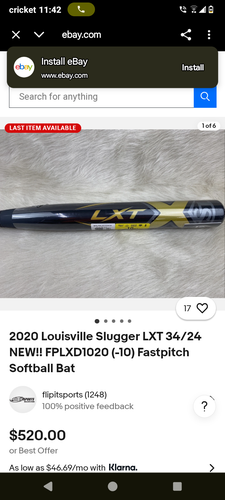 2024 Louisville Slugger Bat (-11) 20 oz 31" (New)