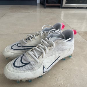 White Men's Size M 11.0 (W 12.0) Adult Nike Low Top Alpha Huarache 8 Pro (Used)