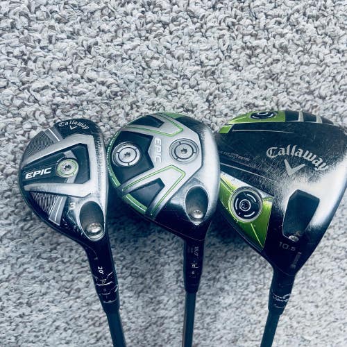 Callaway Epic Mens Right Handed Hybrid Wood Driver Golf Club Set