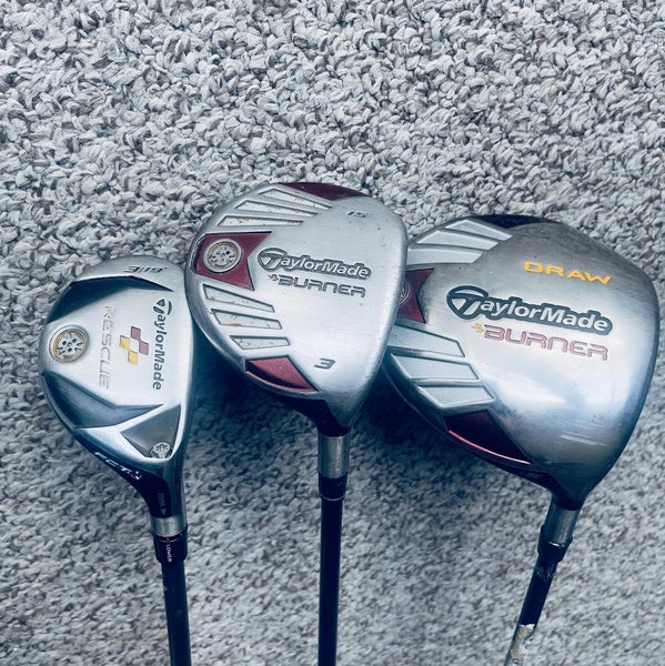 TaylorMade Burner Mens Right Handed Hybrid Wood Driver Golf Club Set