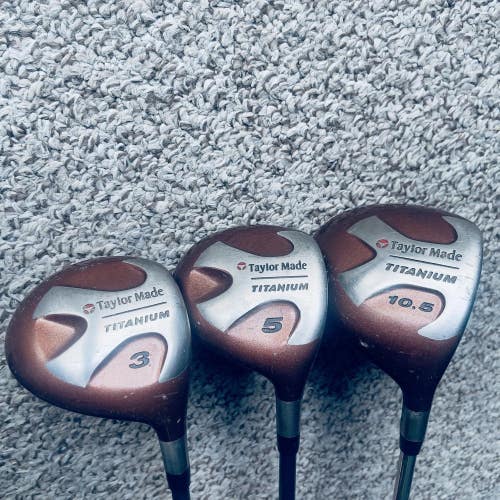 TaylorMade Titanium Mens Right Handed Wood Driver Golf Club Set
