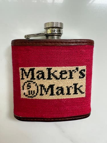 Smathers & Branson 6oz Maker's Mark Stainless Steel Needlepoint red Flask