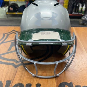 Under Armour Batting Helmet W/mask  6 1/2”-7 3/4” Silver/Green