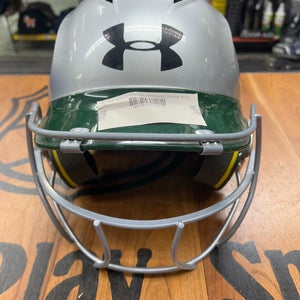 Under Armour Batting Helmet W/mask  6 1/2”-7 1/2” Silver/Green