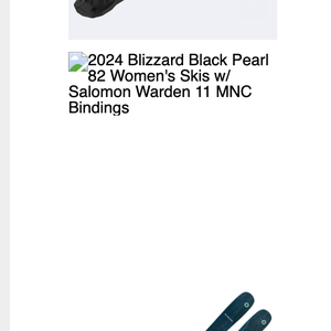 Women's 2024 Blizzard  159 cm All Mountain Black Pearl 82 Skis With Bindings (New)
