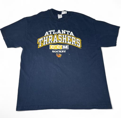 ATLANTA THRASHERS SIZE XL NAVY BLUE SHORT SLEEVE SHIRT NHL HOCKEY VINTAGE CCM