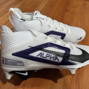 new Nike Men's 13 Alpha Menace 4 Elite Football Cleats White/Purple FZ7701-102