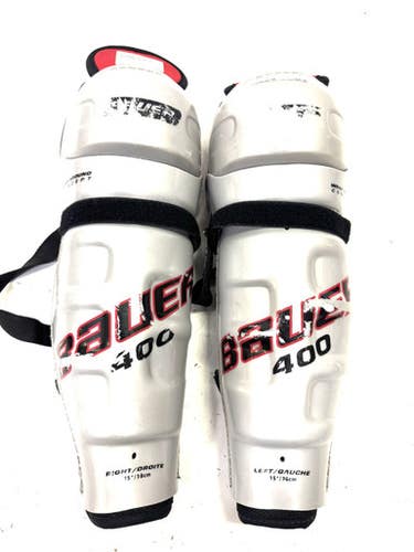 Used Bauer 400 Senior Shin Guards Grey 15" 11860-S000295436