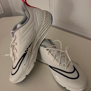 White Unisex Size M 12.0 (W 13.0) Adult Nike Mid Top Alpha Huarache 8 Pro Turf Turf Cleats (New)