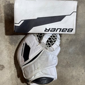 White Senior Bauer Supreme Shadow Goalie Gloves & Blockers Regular