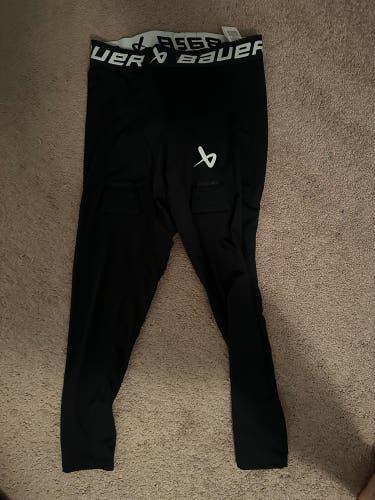 Black Large Men's Bauer Compression Long Jock  (New)