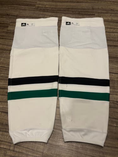 Dallas Stars Roope Hintz NHL Pro Stock Game Used Hockey Socks Adult XL White Adidas