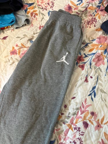 Gray Large Kids Unisex Air Jordan Pants (Used)