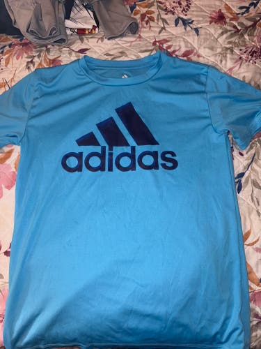 Blue Large Kids Unisex Adidas Shirt (Used)