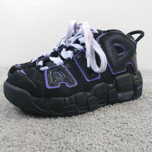Nike Air More Uptempo 96 Youth Size 2Y Shoes Black Purple Lace Up Mid Tp Sneaker