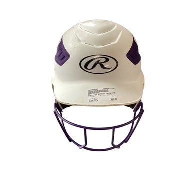 Used Rawlings BATTING HELMET W/MASK Batting Helmet w/Mask White M/L 11479-S000400703