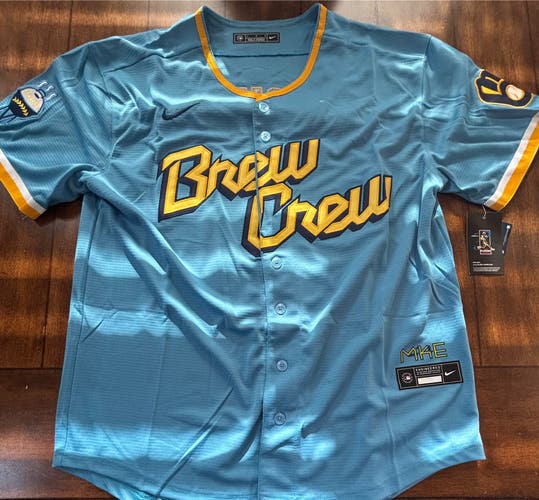 Milwaukee Brewers Brew Crew Jackson Chourio Adult Large Jersey NWT
