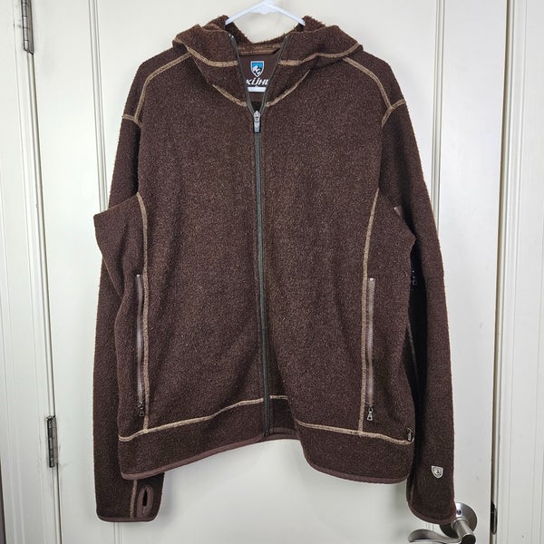 Kuhl Alfpaca Brown Fleece Full Zip Hooded Outdoor Pockets Men's Size: XL