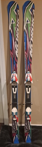 Nordica Dobermann GSJ 149cm Racing Skis With Marker CompX Din 10 Bindings (Used)