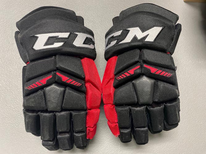 Black Senior CCM HGTK Gloves 13" Pro Stock BlackHawks (Used)