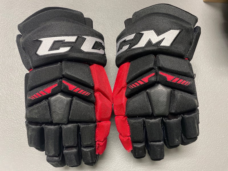 Black Senior CCM HGTK Gloves 13" Pro Stock BlackHawks (Used)