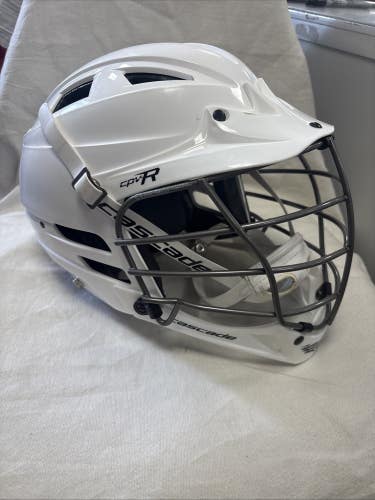 Adult Adjustable Size S/M Cascade CPV-R Lacrosse Helmet. White.