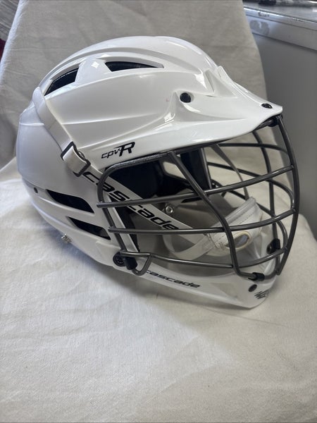 Adult Adjustable Size S/M Cascade CPV-R Lacrosse Helmet. White.