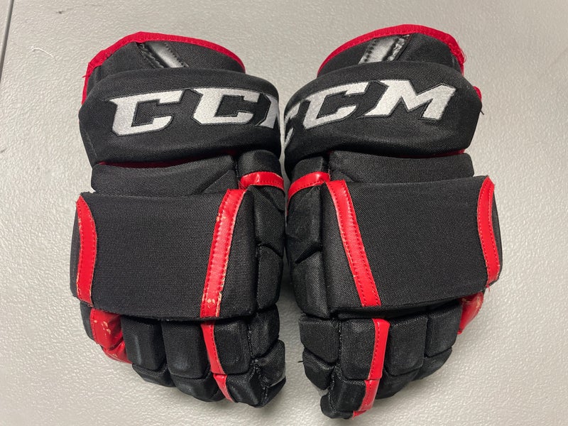 Black Senior CCM HG12 Gloves 14" Pro Stock BlackHawks (Used)
