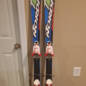 Nordica Dobermann SL J 143cm Racing Skis With Marker CompX Din 10 Bindings (Used)