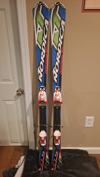 Nordica Dobermann SL J 143cm Racing Skis With Marker CompX Din 10 Bindings (Used)