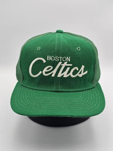 Vintage Rare Boston Celtics Sports Specialties Script Wool Mesh Cap Snapback Hat
