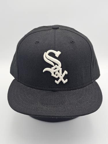 Chicago White Sox New Era MLB Authentic Black Y2k Fitted Sports Hat Size 7 3/8