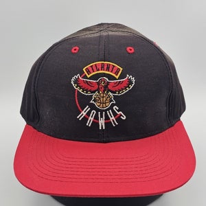 Vintage Atlanta Hawks NBA Sports Logo 7 Twill Black Red Vtg Hat Cap Snapback