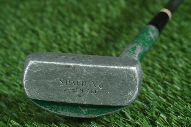 VINTAGE SPALDING GREEN ACE MID MALLET PUTTER 34" STEEL SHAFT LAMKIN GRIP RH