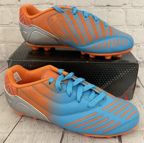 Xara Soccer 9506 Velocity Cleat Shoes Electric Blue Fluid Orange Gray US 2.5