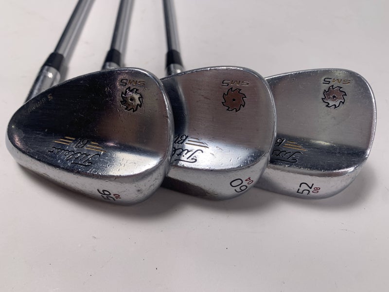 Titleist Vokey SM5 Tour Chrome Wedge Set 52* 8 56* 10 60* 4 Wedge Steel Mens RH